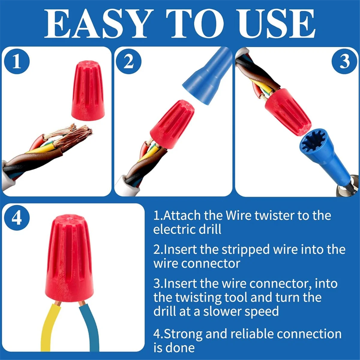 Wire Twisting Tool Wire Stripper and Twister Twist Wire Connector Socket for Twist Wire Tool with 1/4inch