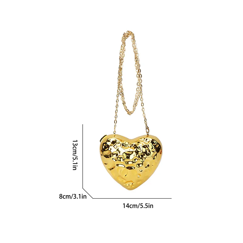 Heart Bag Women Famous Brands Luxury Clutch Female Wedding Evening Party Purse Makeup Shoulder Bags Gold Chain Wallet Sac 2024