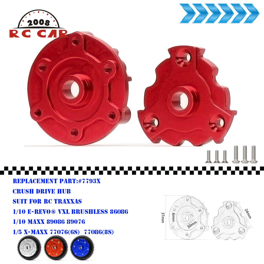 

Aluminum Alloy Crush Drive Hub for RC 1/10 Traxxas MAXX E-Revo VXL 2.0 1/5 X-maxx 8s Replace #7793X Upgrade Parts