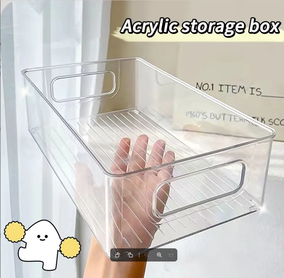Caixa Organizadora de Acrílico Transparente para Cosméticos, Caixa Plástica Transparente para Dormitório, Caixa para Máscara Facial e Cuidados com a Pele, Refrigerador