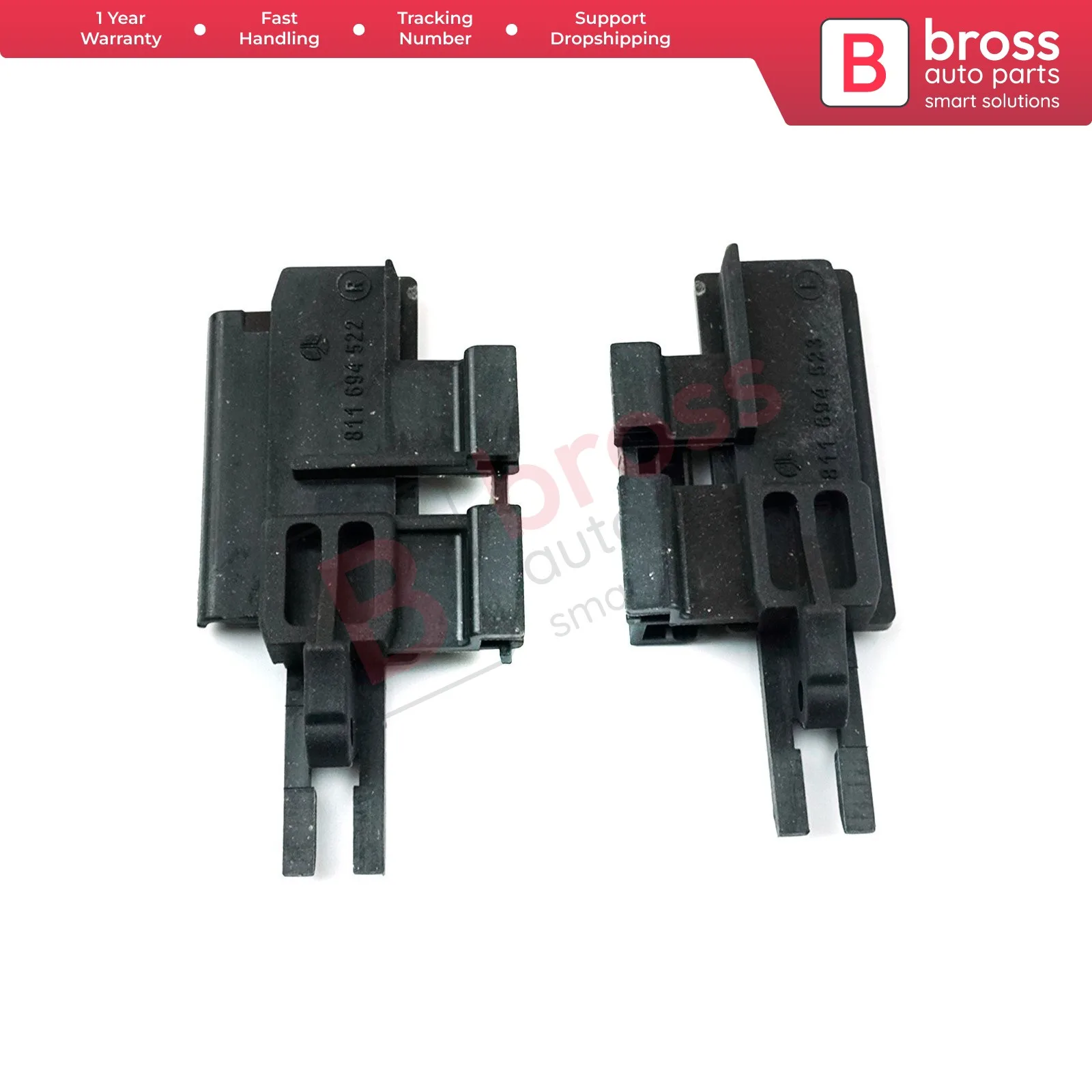 

BSR26 Glass Sunroof Slider Guide Rail Left Right Bracket Clips 811694522, 811694523 for BMW E39 E53 X5 M5 540i 530i 528i