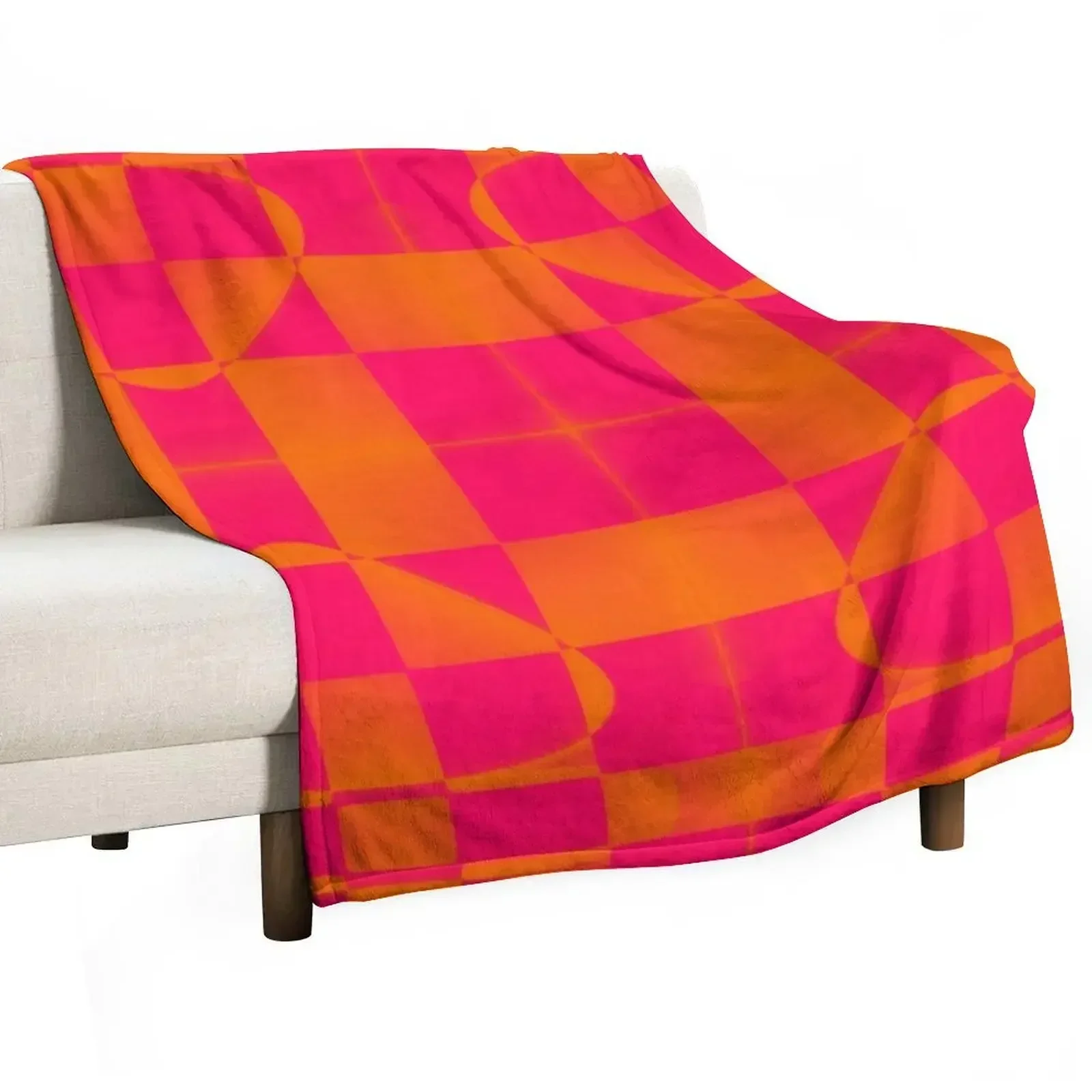 Popping Pink and Orange Throw Blanket For Sofa Thin Decorative Sofas Plaid Blankets