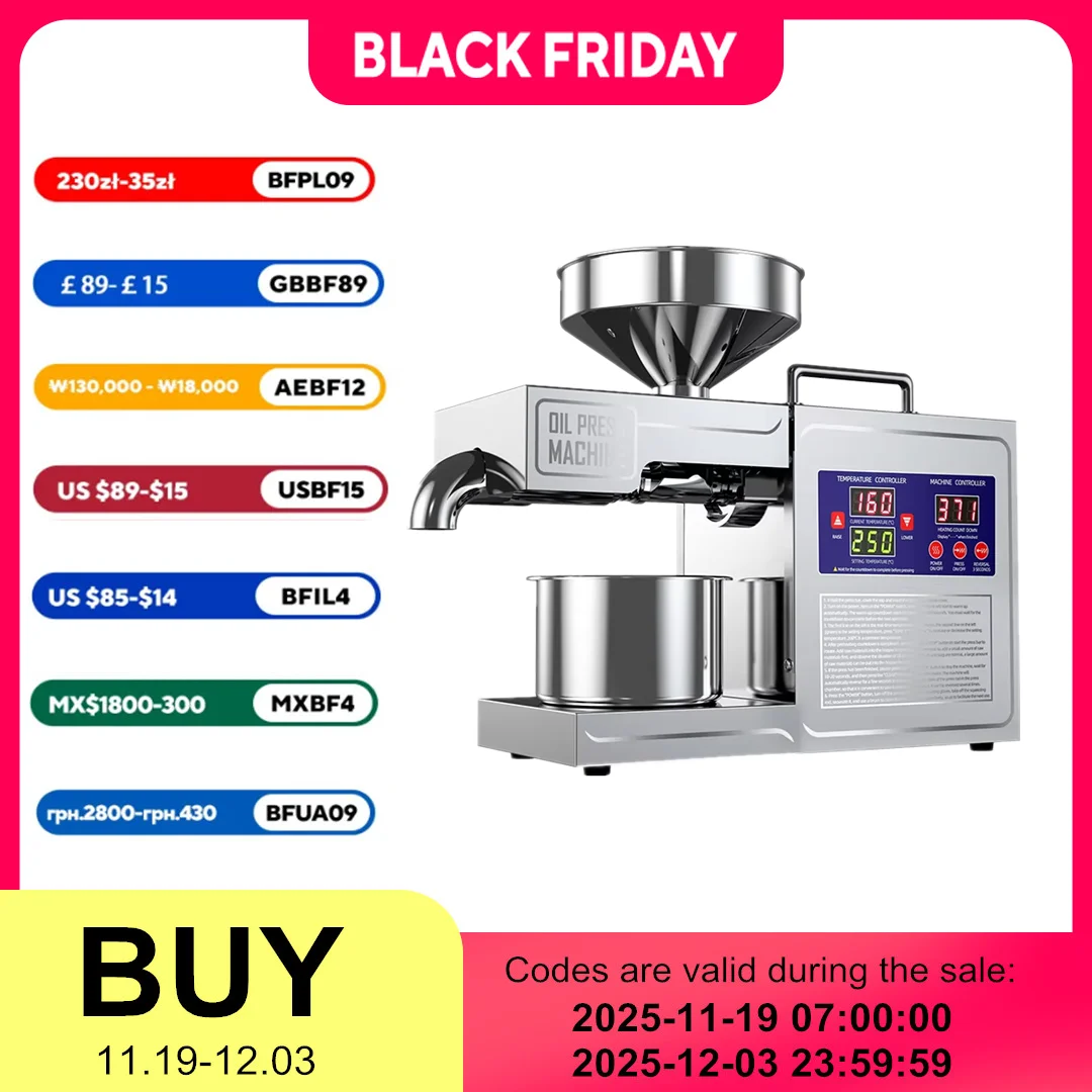 Mesin Press Minyak Model 2025 BARU dari Baja Tahan Karat 304 Kapasitas Besar untuk Kacang Tanah, Biji Bunga Matahari, Biji Wijen Mudah Dibersihkan, Rendah Kebisingan