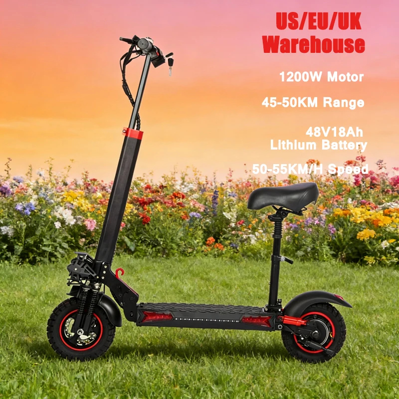 

Электросамокат для взрослых с двигателем 1200 Вт, литиевой батареей 48В18Ач, двойной подвеской, 11-дюймовыми внедорожными бескамерными шинами