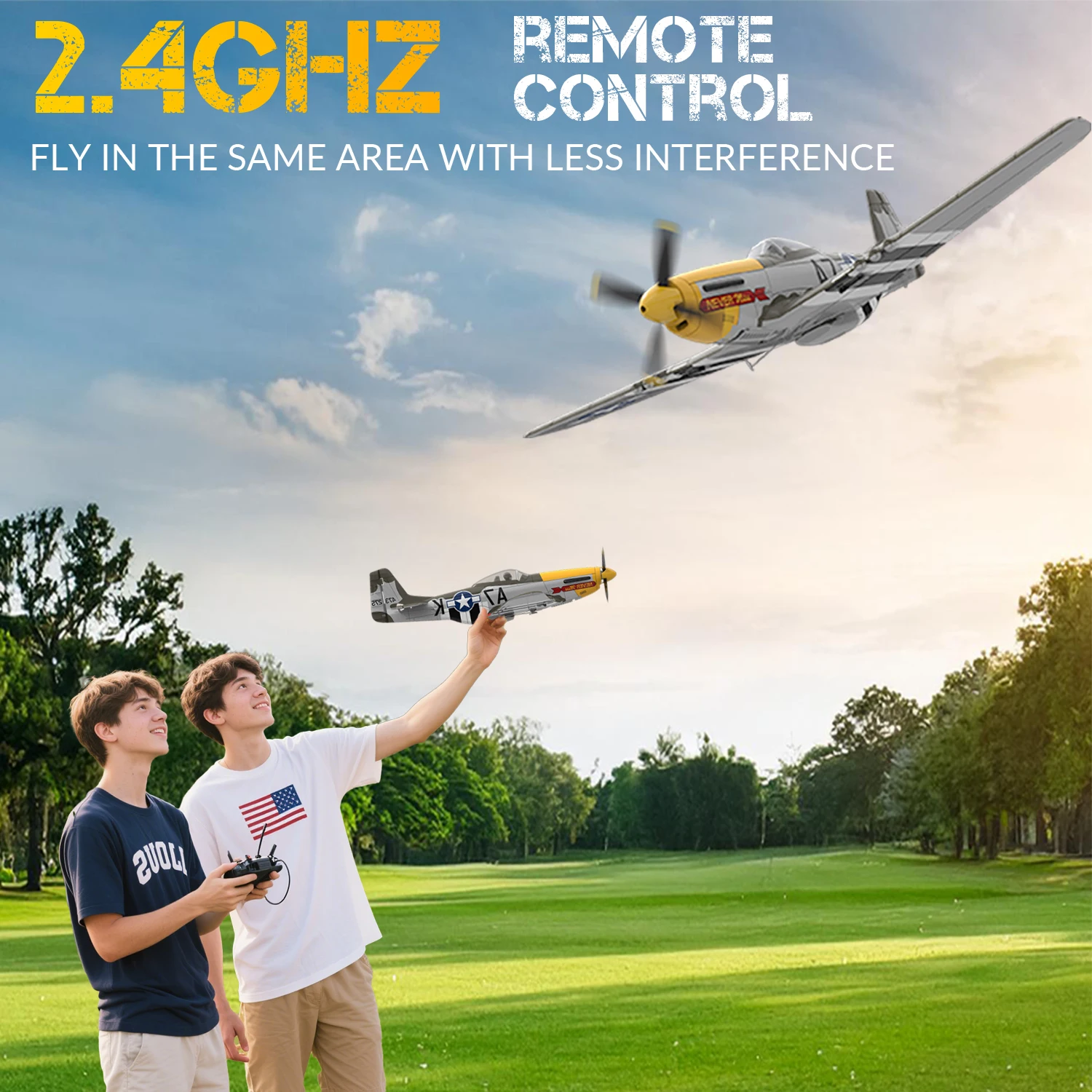 Volantex 500mm RC Plane,Brushless P-51 Mustang RTF RC plane,One-Key Aerobatic, Stable and Safe,Suitable for Outdoors and gifts