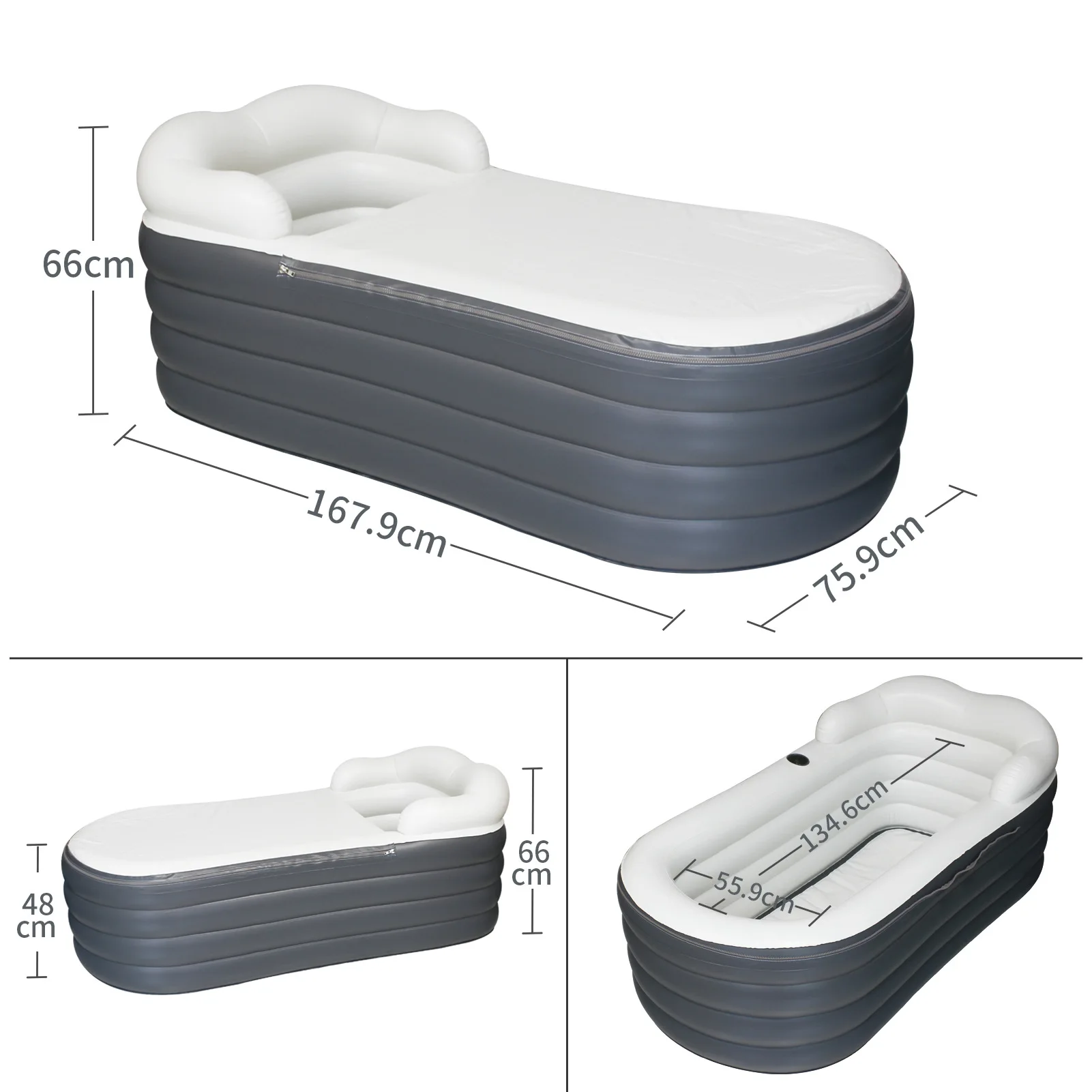 Inflatable bathtub folding adult bathtub household full body bath bucket large portable plastic small apartment can sit