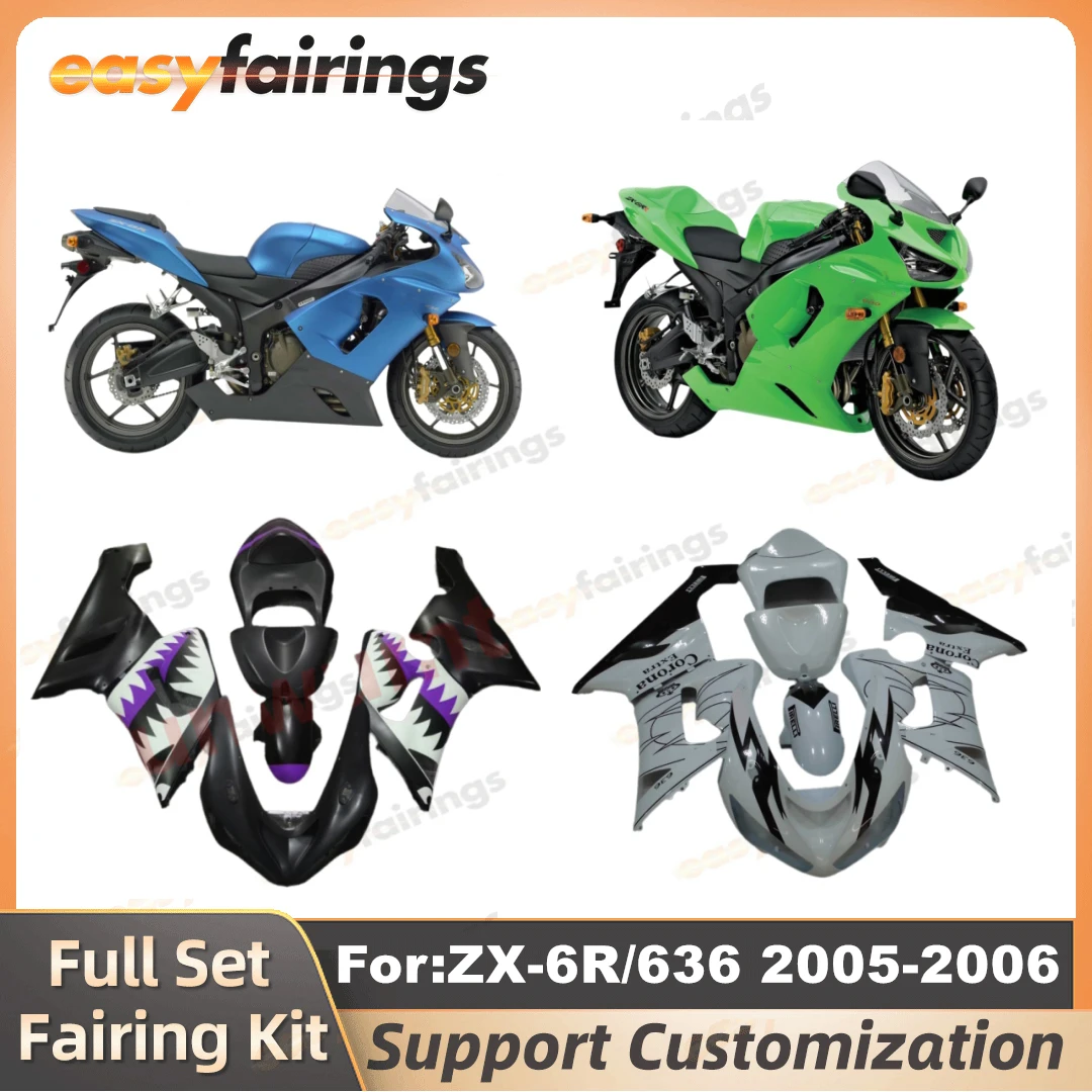 

New ABS Plastic Shell Motorcycle kit Fit For kawasaki ZX6R 636 ZX-6R 2005 2006 05 06 Custom full fairings bodywork zxmt