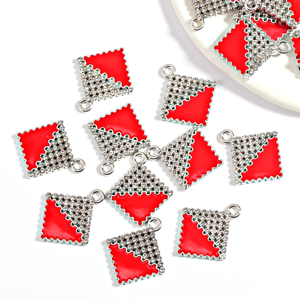 10 قطعة/الوحدة لامعة المينا سبائك كريستال مستطيلة سحر حساسة قلادة أقراط قلادة صنع المجوهرات اكسسوارات بالجملة #3