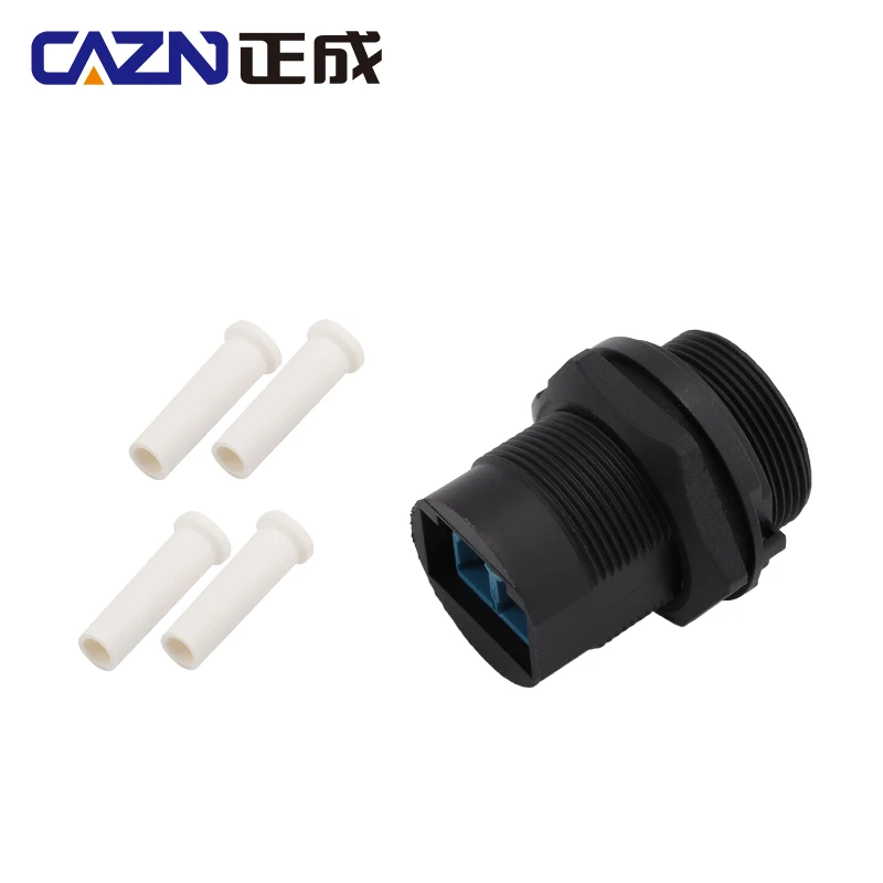 CAZN-receptáculo de montaje frontal de doble núcleo, accesorio resistente al agua IP67 IP68 FDDI, con rosca de modo único