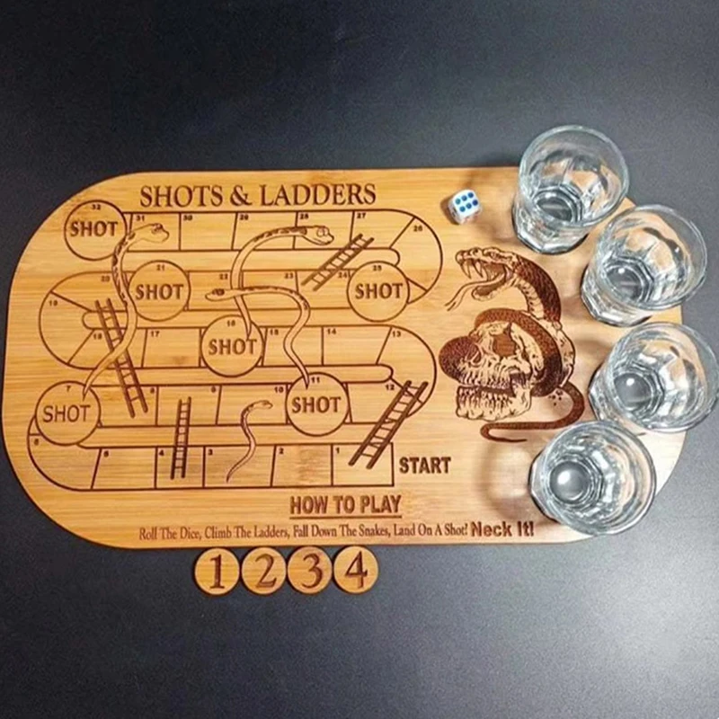 

Деревянные игровые коврики Деревянная игра Толстые деревянные снимки Лестницы Игра для питья с изогнутым праздничным столом Доска Стеклянная забавная игрушка для взрослых