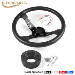 14inch 350mm PU Leather Car Racing Steering Wheel For Logitech G29 G920 G923 For Racing Game With Adapter Plate 70mm PCD