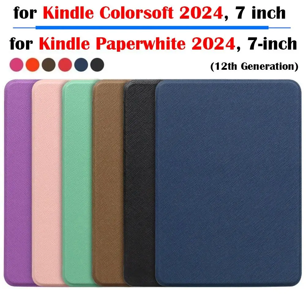 NIEUW Kindle Paperwhite 2024 (12e generatie) Colorsoft Cover 7 inch eReader Case Slanke PU lederen beschermhoes Auto Wake/Sleep Funda