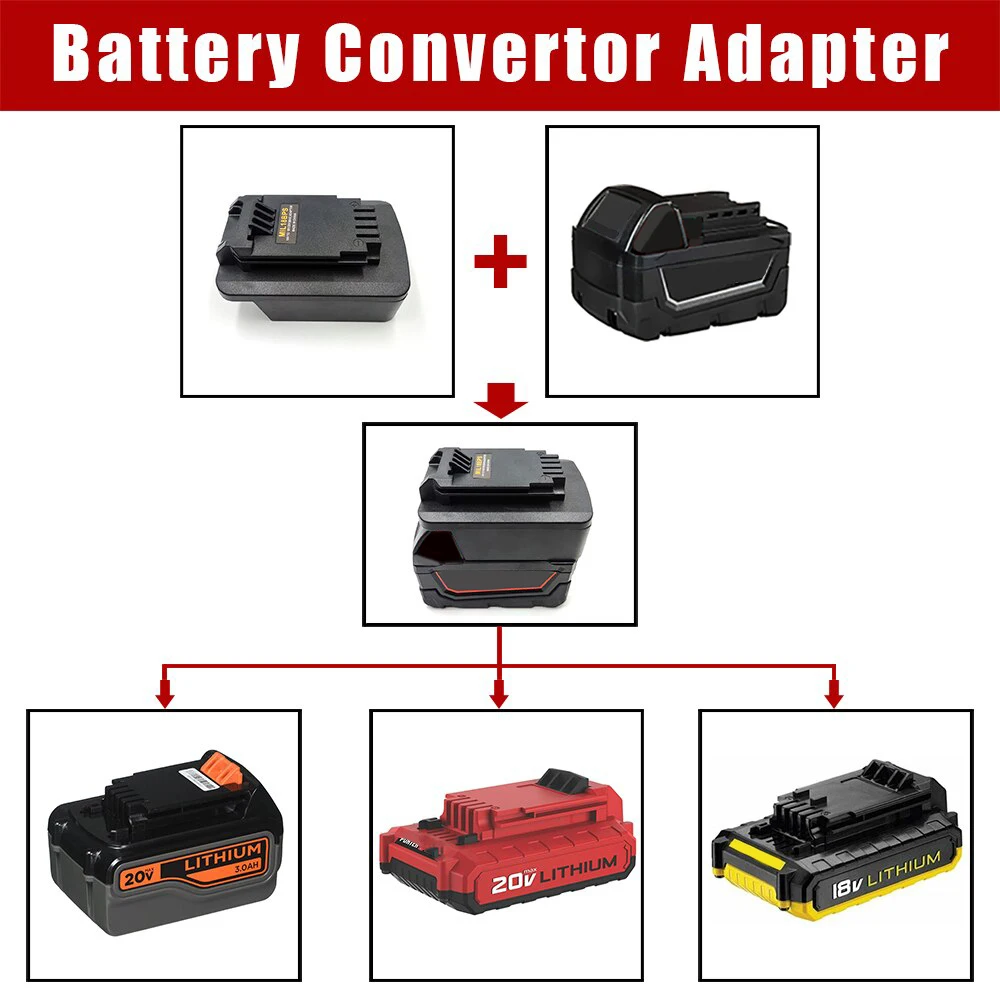 

For Milwaukee 18V Li-ion Battery to for Black Decker /Porter Cable/Stanley 18V 20V Cordless Power Tool Battery Adapter Converter