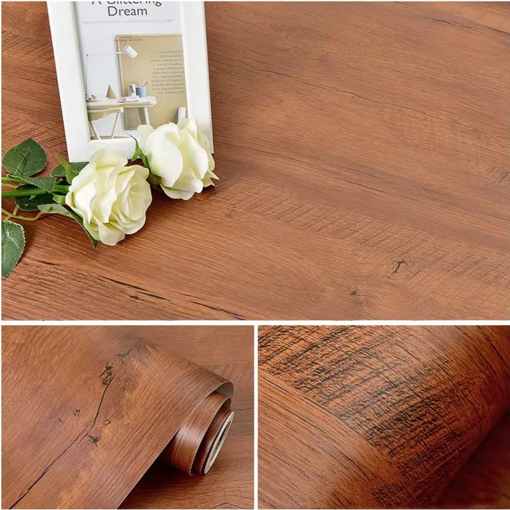 

1/3/5/6m Wood Grain Wallpaper Self Adhesive Rustic Removable Contact Paper Plank for Countertop Cabinets Closet Vinyl Film Roll