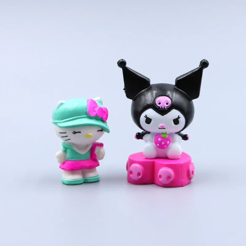 Sanrio Anime Cute Cartoon Kuromi Hello Kitty Mini Dolls PVC Action Figures Kids Toys DIY Decoration for Children Birthday Gifts