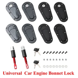 2Pcs Universal Racing Hood Lock Engine Bonnet Pin Latch Kits Refitting With Keys Mount Car Accessories