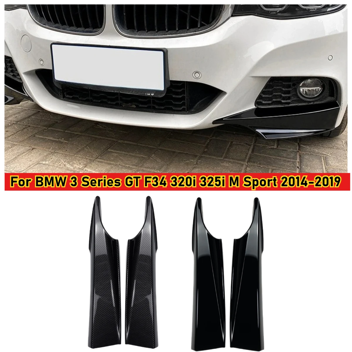 Frontstoßstange Lippe Seitensplitter Spoiler Body Kit für BMW 3er GT F34 320i 325i M Sport 2014-2019 Frontstoßstangenschutz