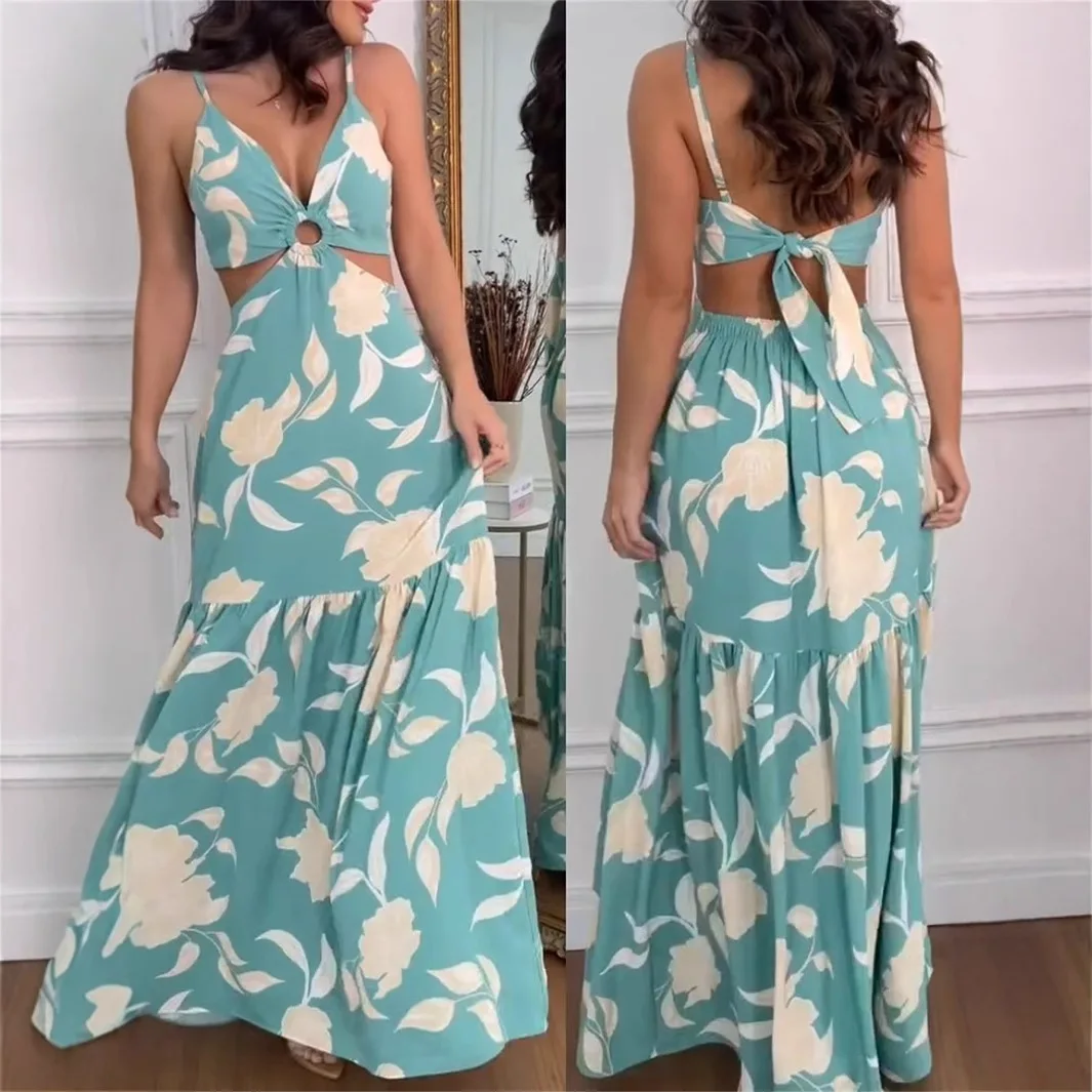 

Sexy Strapl Bal Par Dr Women's Svel Cross-Border Clothing Double-Waist Polyester Printed Gown for Couples