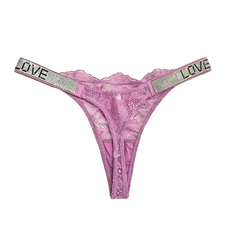 Love Rhinestone Panties Women Pink Briefs Low Waist Sexy Underwear Ladies Thongs Lingere Panty Underware Womens Lingerie