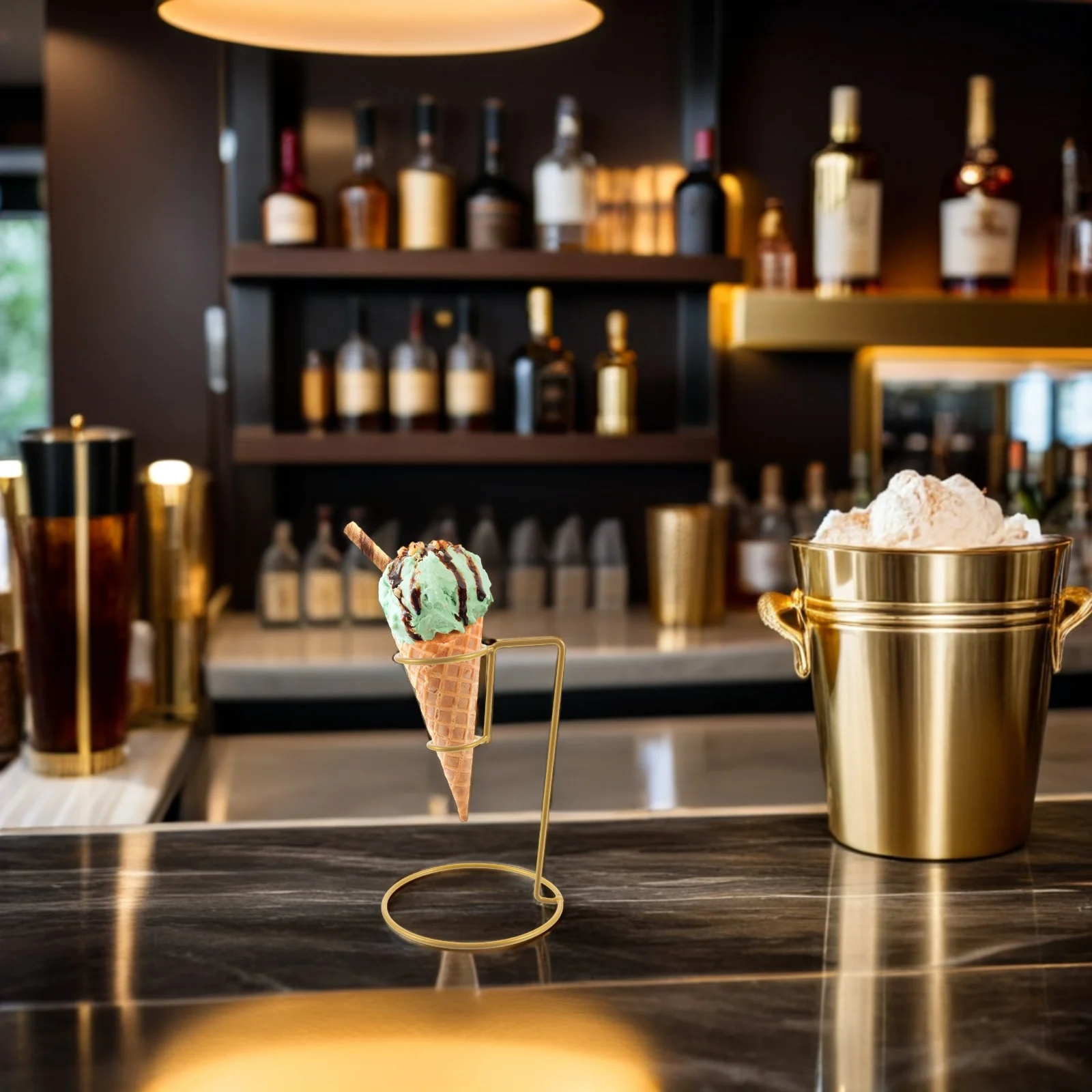 

Ice Cream Cone Holder Stand Metal Single Rack For Ice Cream Shop Restaurant Storage Display Smooth Surface Cake Stand