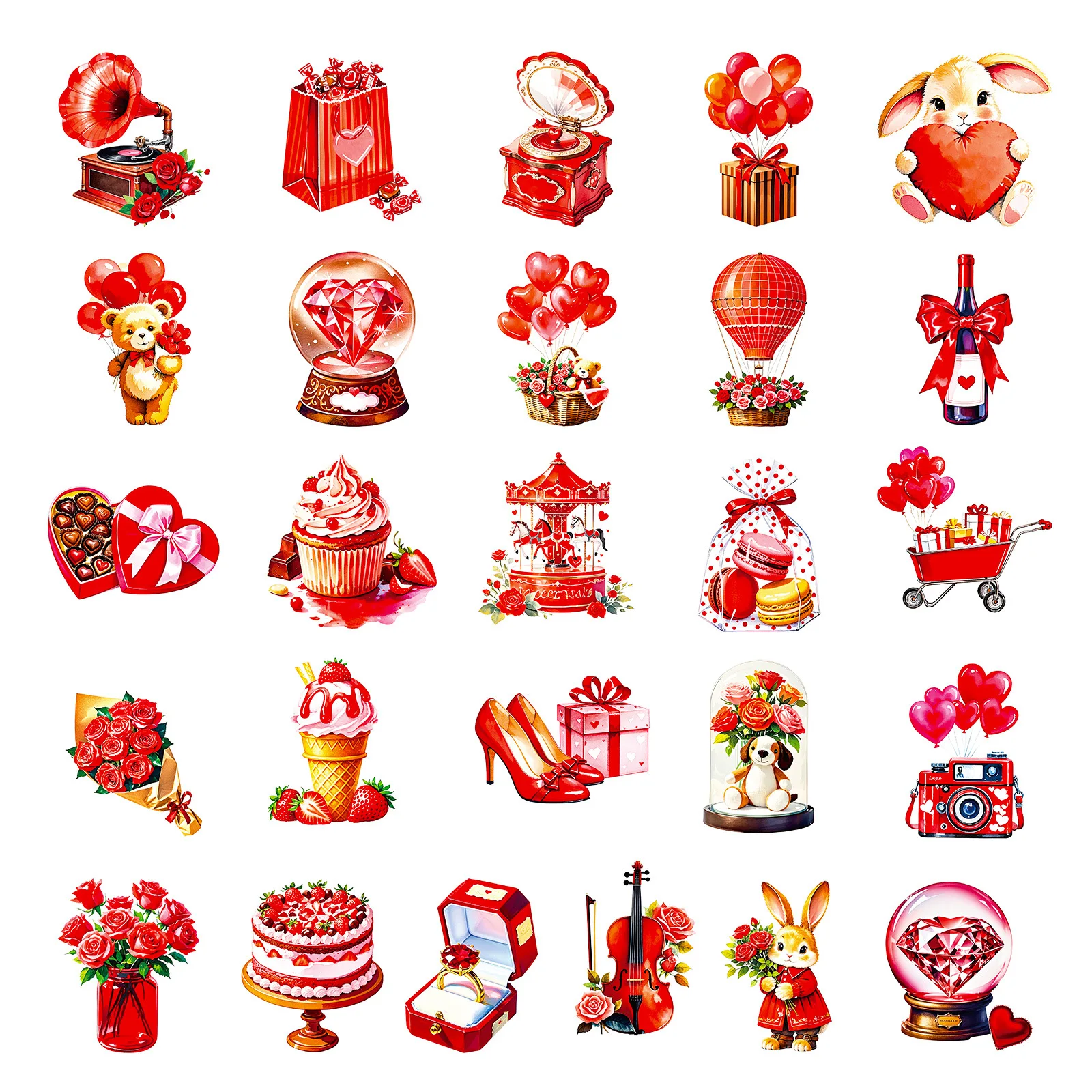 56 قطعة من ملصقات الكتابة على الجدران الجديدة من سلسلة اعتراف الأحمر اللطيفة لمحبي الرسوم المتحركة هدية رومانسية ملصقات تزيين لدفتر القرطاسية