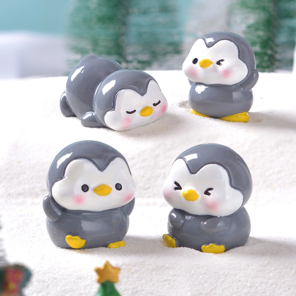 

1/4PCS Cute Grey Penguin Doll Snow Landscape Gardening DIY Decoration Accessories Mini Desktop Small Ornament