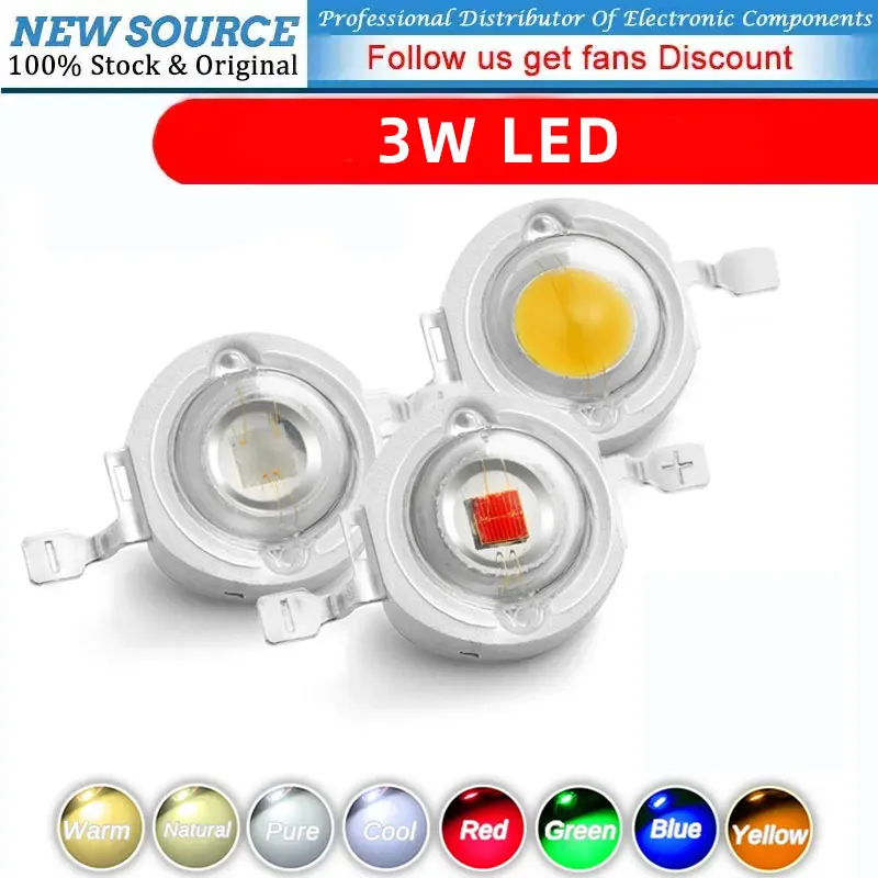 

10pcs 3W High Power LED Light-Emitting Diode LEDs Chip SMD Warm White Red Green Blue Yellow For SpotLight Downlight Lamp Bulb