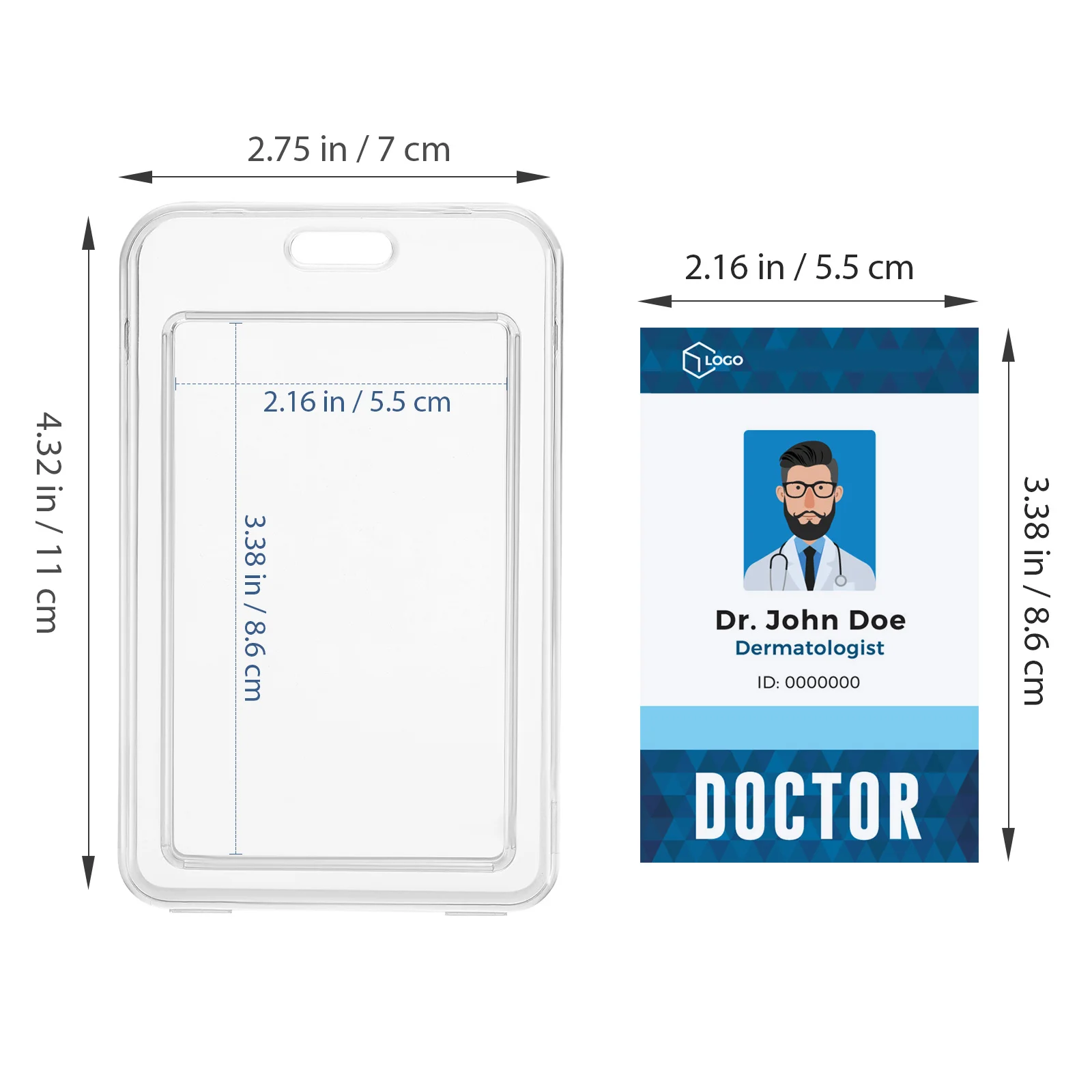 20Pcs Transparent Id Badge Holders Frosted Plastic Multi Functional Passport Holder Name Tag Holder for Work Travel