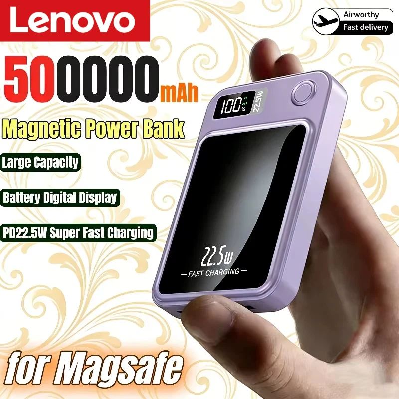 VIVO Magnetische Powerbank 500000mAh PD22.5W Kabellose schnelle Aufladung mit großer Kapazität, externer Akku für iPhone Huawei Samsung