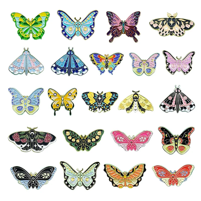 Padrão borboleta inseto broche criativo versátil óleo gotejamento crachá mochila acessórios de roupas colar personalizado agulha