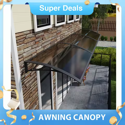 30/40/60/80 Inches Window Awning Outdoor Canopy Exterior For Patio Deck Porch UPF 50+ Polycarbonate Eaves Canopy Sun Shutter