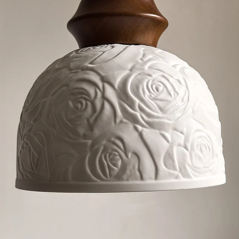 IWHD Белая Роза Керамические Светодиодные Подвесные Светильники Спальня Столовая Освещение Гостиной Французский Винтаж Подвесной Светильник Украшения Светильник