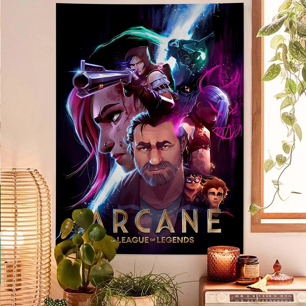 A-Arcane League Of Legends Movie DIY Wall Tapestry Art Science Fiction Room Home Decor Wall Art Decor