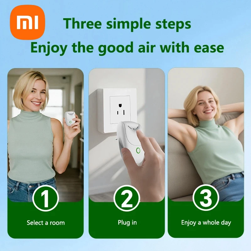 XIAOMI コンパクト USB プラグプレイマイナスイオン空気清浄機インテリジェントで臭い、煙、ホルムアルデヒドを除去し、部屋を浄化します