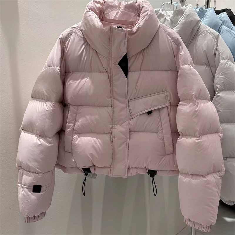 Inverno 2025 feminino gola engrossado quente puffer jaqueta y2k moda de alta qualidade casual solto jaqueta