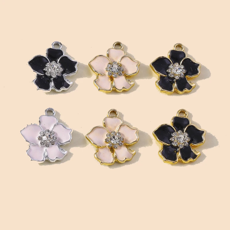 Leslie 10 Stück 25 x 27 mm hübsche bunte Blumen-Charms für baumelnde Ohrringe, Armbänder, Halsketten, Anhänger, DIY handgefertigte Schmuckherstellung – Detail 7