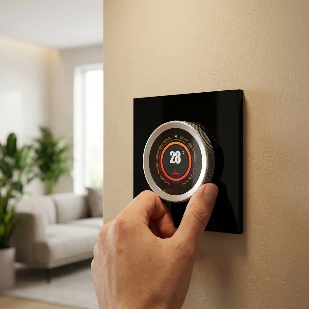 86*86*54mm Smart WiFi Thermostat Programmable Temperature Controller Two-way Rotating Knob Buttons 1.32-inch TFT Screen