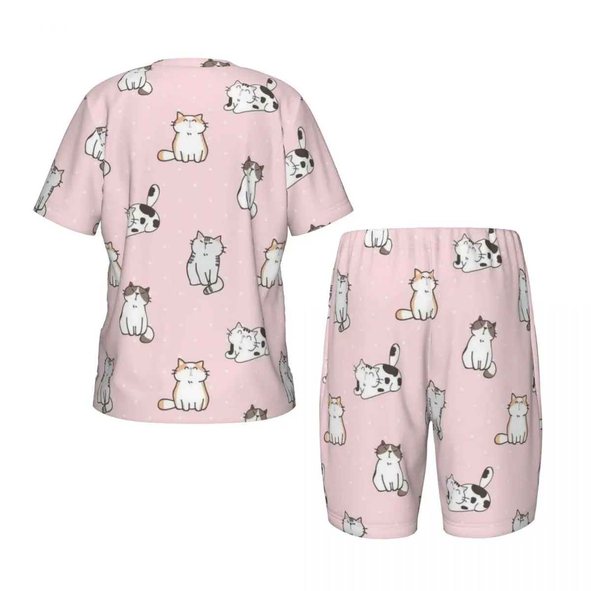 Pyjama-Set für Jungen und Mädchen, Katzen-Daunenoberteile und Shorts, 2-teiliger Pyjama, Nachtwäsche, Loungewear für den Sommer