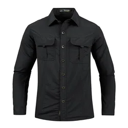 2024 New Quality Summer Plus Size Cargo Shirts Men Outdoor Multi-pocket ArmyGreen Waterproof Camping Fishing Long Sleeved Shirts