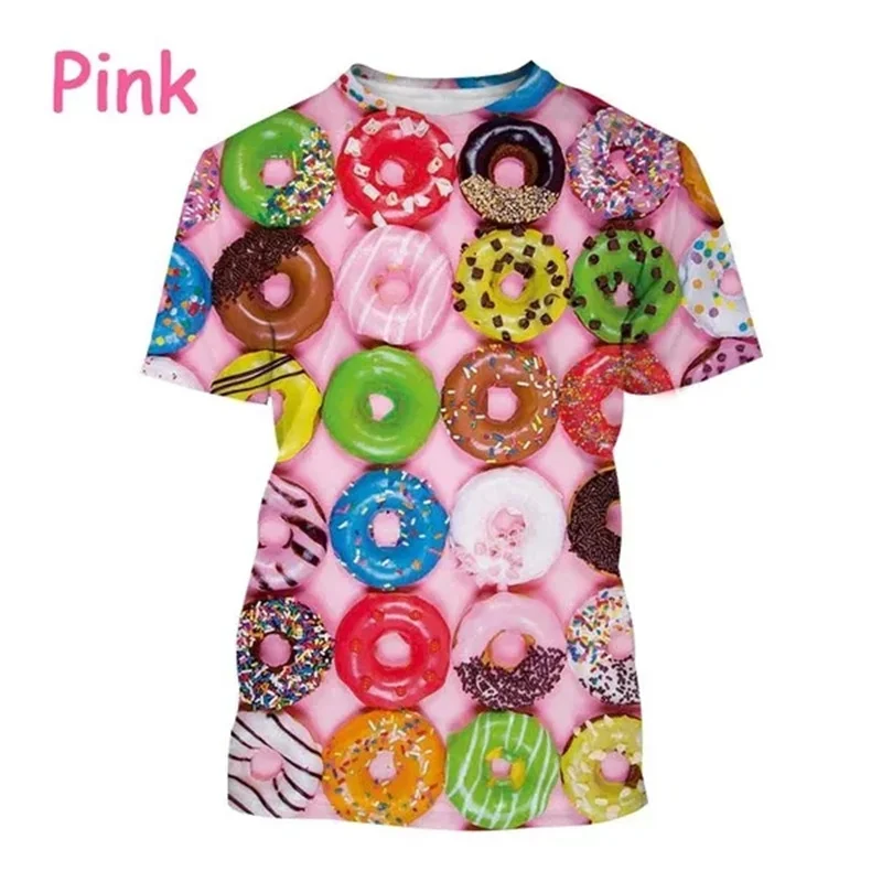 Hot Sell 3d Printed Doughnut T Shirt Men Women Cake Graphic T-shirts Fashion Harajuku Y2k Tshirt Street Short Sleeve Tees Tops