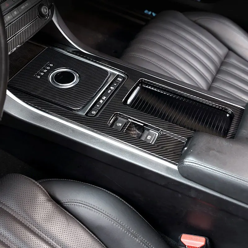 

Накладка на панель центральной консоли из АБС-пластика под карбон для Jaguar F-PACE XE XEL XF XFL 2016-2020 (для рычага КПП и подстаканника)