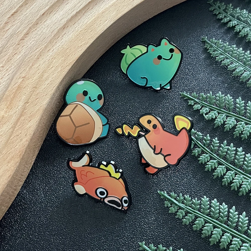 مجموعة دبابيس بوكيمون أنيمي مكونة من 4 قطع - دبابيس معدنية من المينا السنجاب تشارماندر بولباسور، شارات على شكل شخصية كرتونية لحقيبة الظهر هدايا رائعة