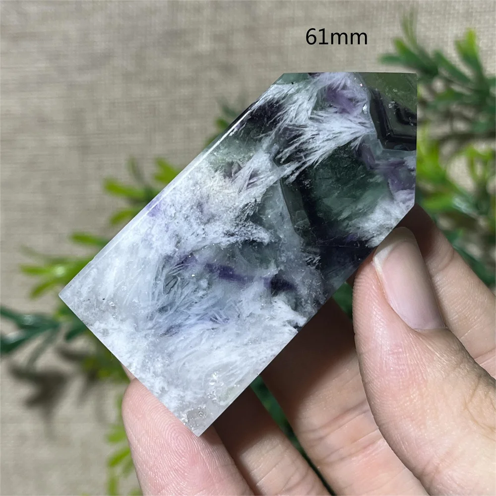 Natural Crystal Fluorite Feather Tower Point Wand Stone Quartz Decoration Reiki Gemstone High Quality Beauty Healing Home