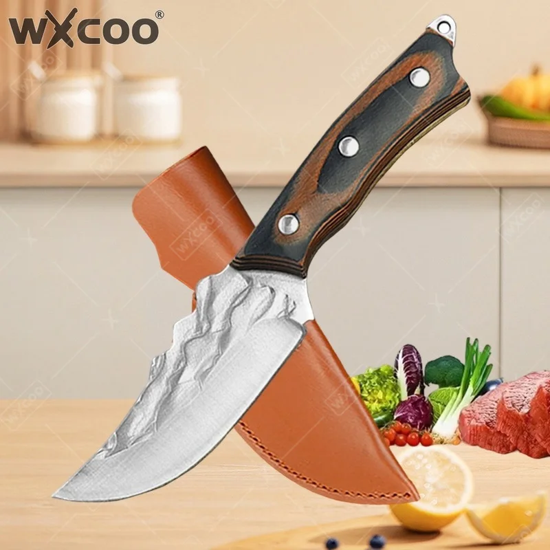 WXCOO Multifunktionales Küchenmesser Haushaltsmesser für Obst und Gemüse mit Scheide BBQ Fleischmesser Lammfleischmesser