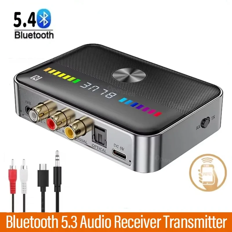 

XIKCU NFC Bluetooth 5,3 аудиоприемник-передатчик 3,5 мм AUX RCA коаксиальный оптический ЦАП беспроводной адаптер для ТВ ПК автомобильный динамик