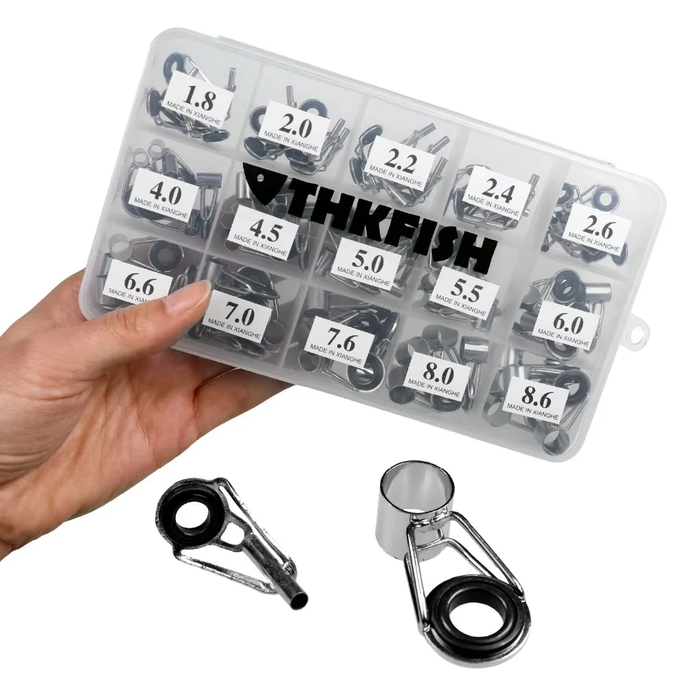 

80pcs Fishing Rod Guides Top Tips Repair Kit 1.8-8.6mm Ceramic Ring Eyes Stainless Steel Guide Tip Ring For Telescopic Rods