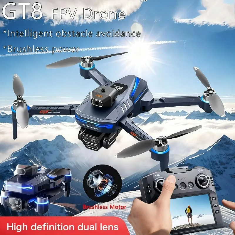 GT8 Brushless Drone with Screen Remote 8K EIS Camera Obstacle Avoidance Follow Me Auto Return Long Endurance FPV Gift