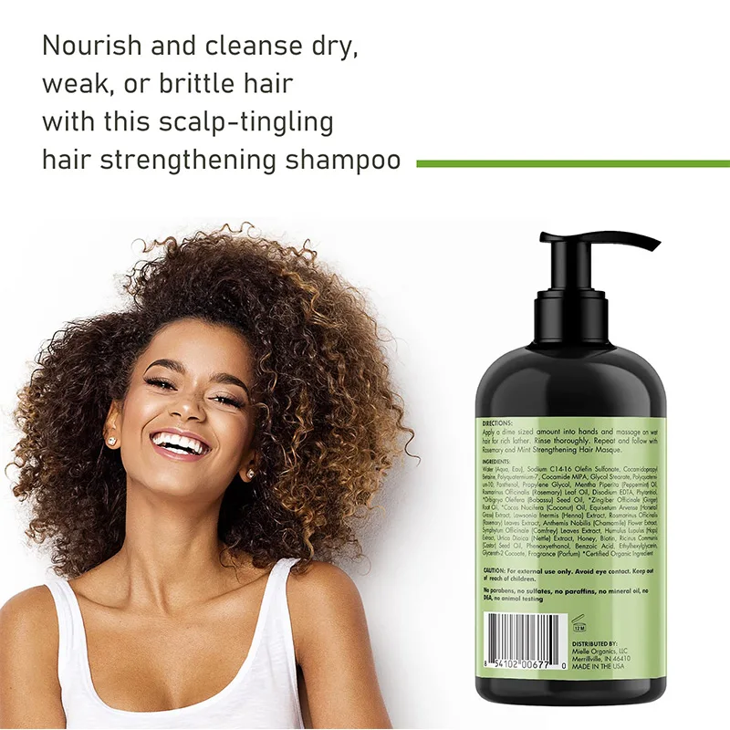 Beschadigde Reparatie Shampoo Reiniging Hoofdhuid Shampoo Reparatie Droge Kroeshaar Schade Verfrissende Rozemarijn Mint Sterke Shampoo Zachte Voeding