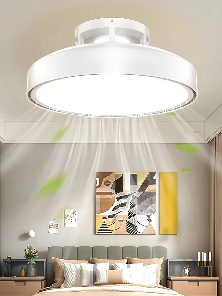 LED Unsichtbarer Deckenventilator ohne Rotorblätter mit 6-Gang-Fernbedienung, Moderner Deckenventilator ohne Flügel für Wohnzimmer und Schlafzimmer, Elektrischer Ventilator, Moderner