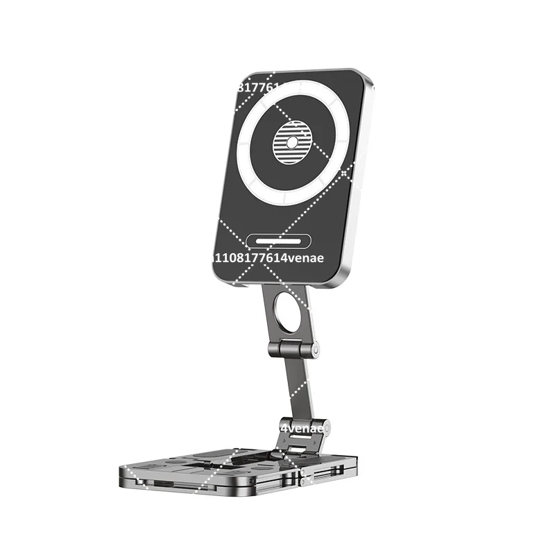 Magnetic Phone Holder for Desk, Foldable Rotating Tablet Stand for Home Office